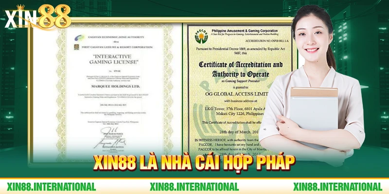 Xin88 là nhà cái hợp pháp