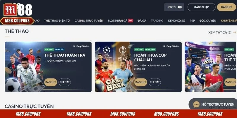 Chương trình khuyến mãi M88 hoàn trả cực hấp dẫn